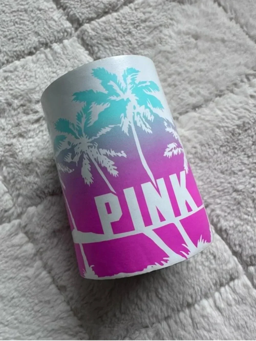 Victoria’s Secret PINK | White Tropical Palm Insulated Koozie